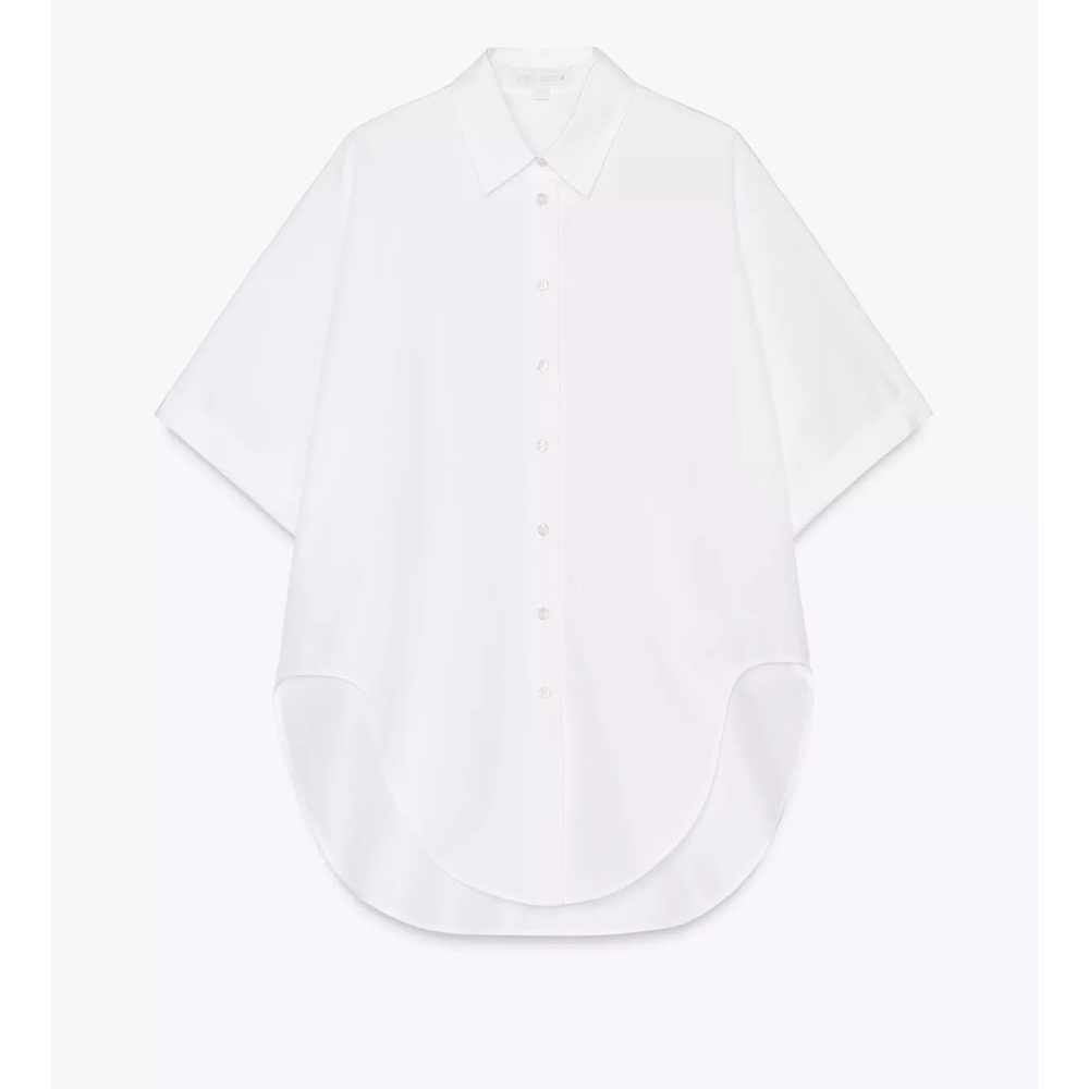 NWT ZARA WHITE COTTON OVERSIZED POPLIN SHIRT M - Picture 5 of 5